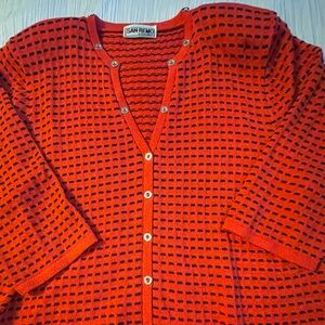 San Remo cardigan sweater and matching tank red with black size XL vintage‎
